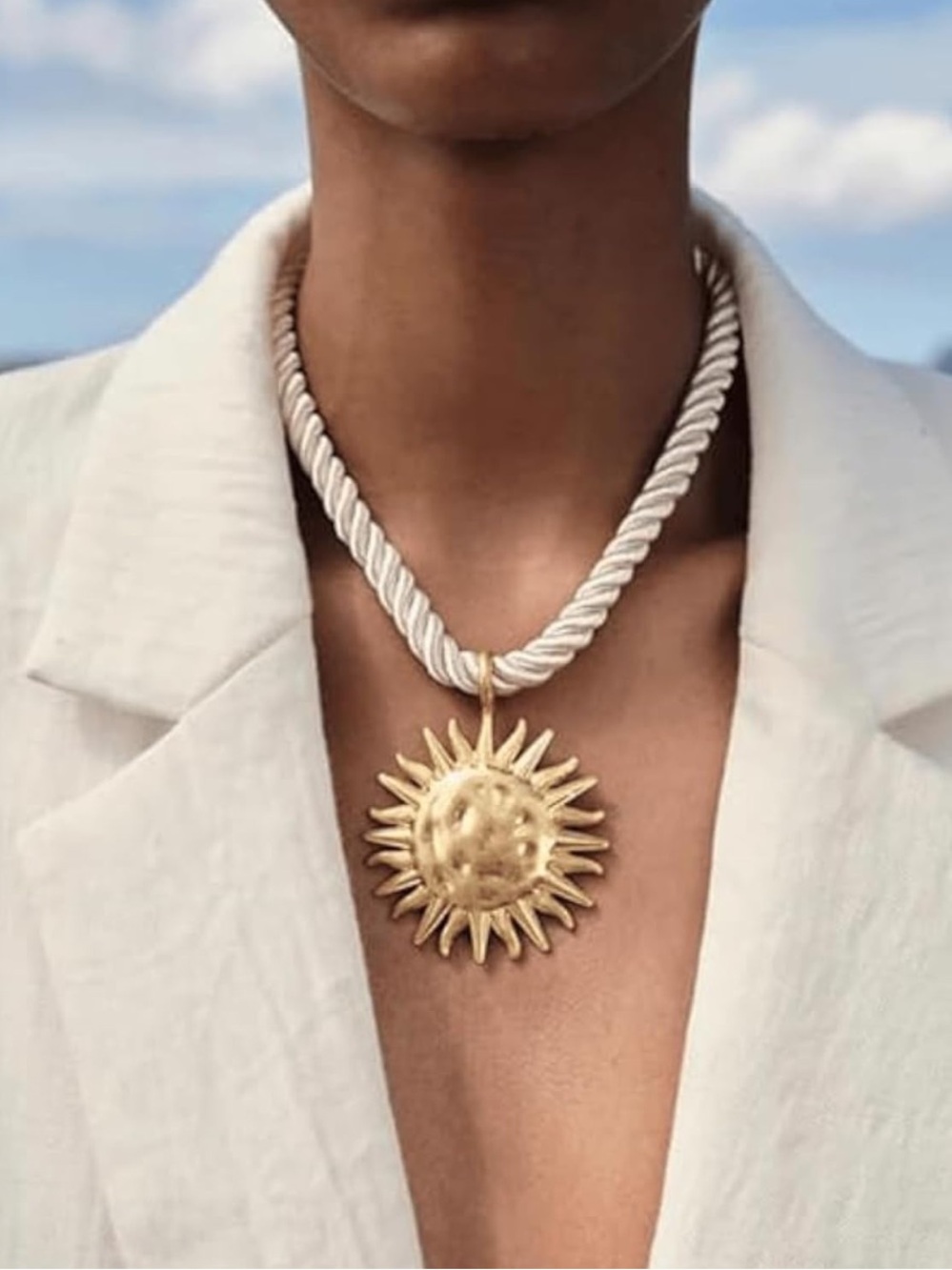 Golden Soleil Medallion Rope Necklace